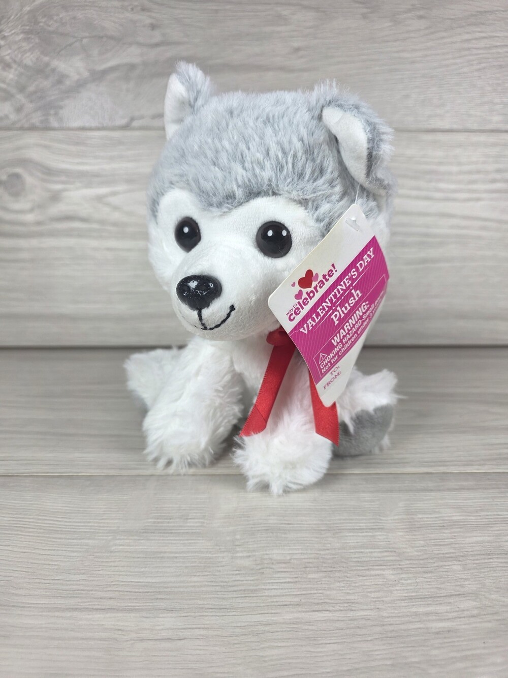 Walmart Celebrate! Valentine's Day Plush Stuffed Animal Dog Husky Wolf 7" SU50